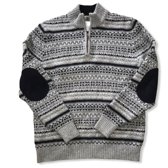 L.L. Bean Other - LL Bean 1/4 Zip 100% Wool Fair Isle Sweater Medium